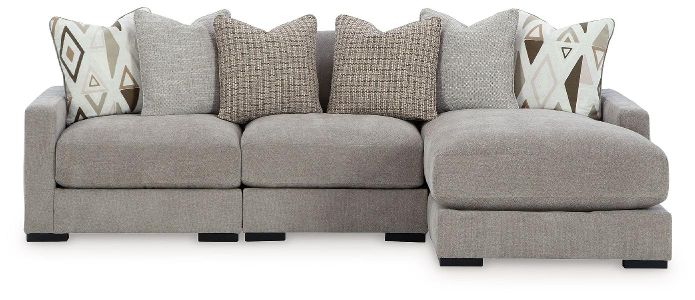 Image of Aslan Court - 3-Piece Sofa Sectional With RAF Corner Chaise - Pebble