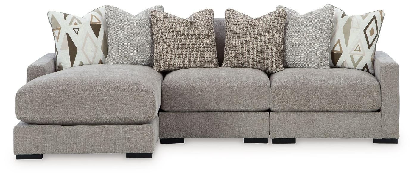 Image of Aslan Court - 3-Piece Sofa Sectional With LAF Corner Chaise - Pebble