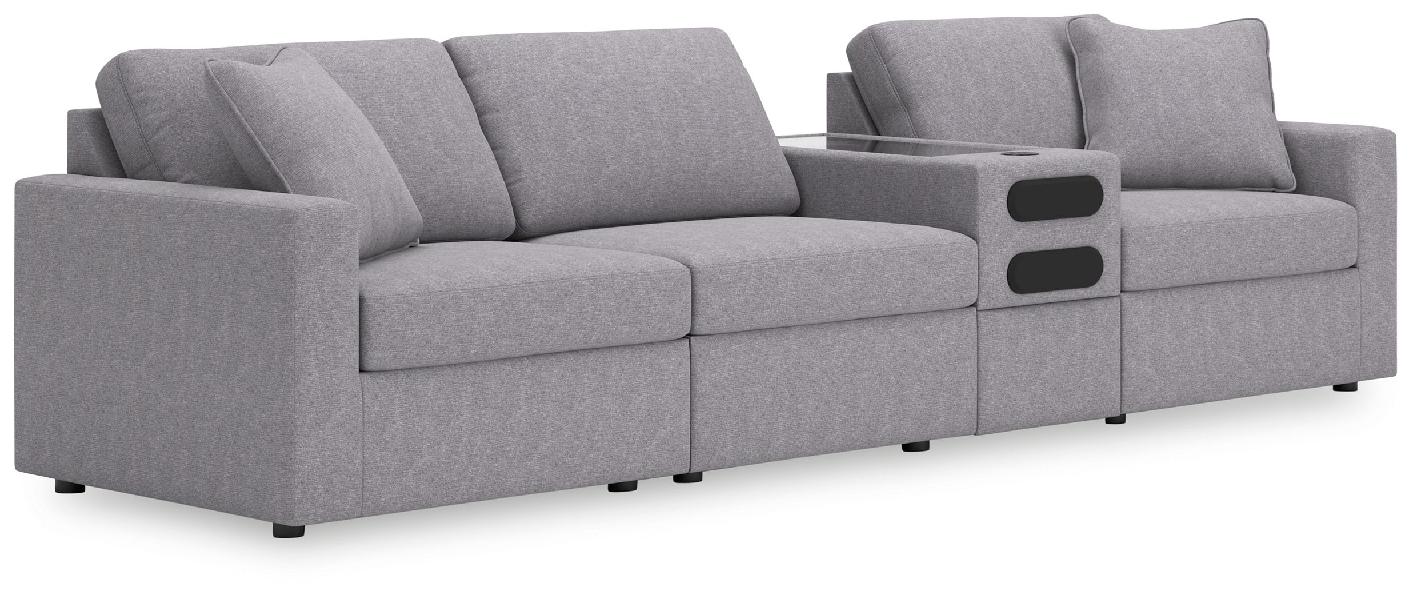 Image of Modmax - 4-Piece Sectional With Audio System Console - Granite