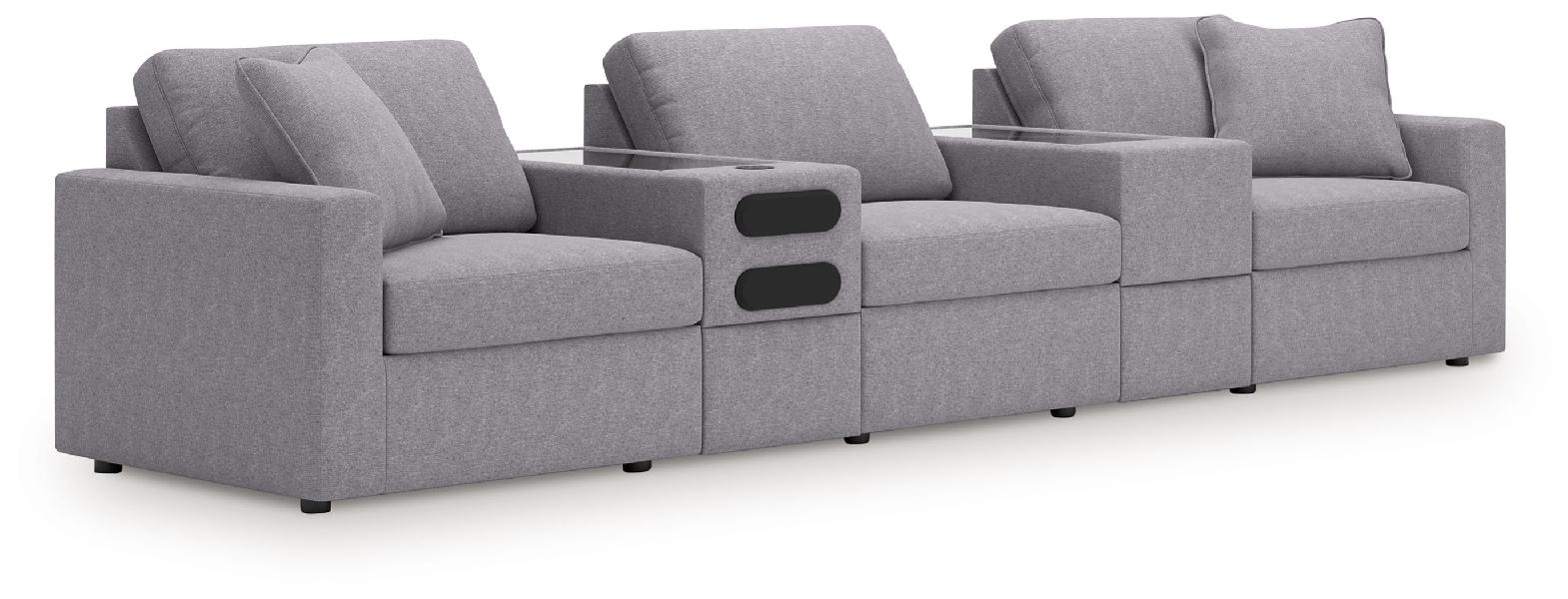 Image of Modmax - 5-Piece Sectional With Audio System And With Storage Console - Granite