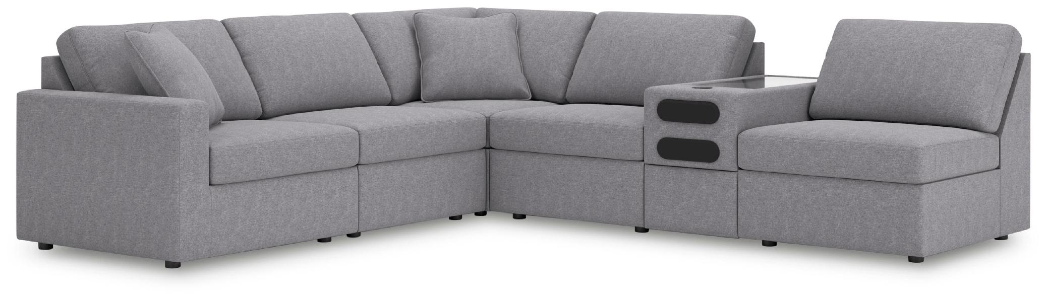 Image of Modmax - 6-Piece Sectional With Audio System Console And 3 Armless Chairs - Granite
