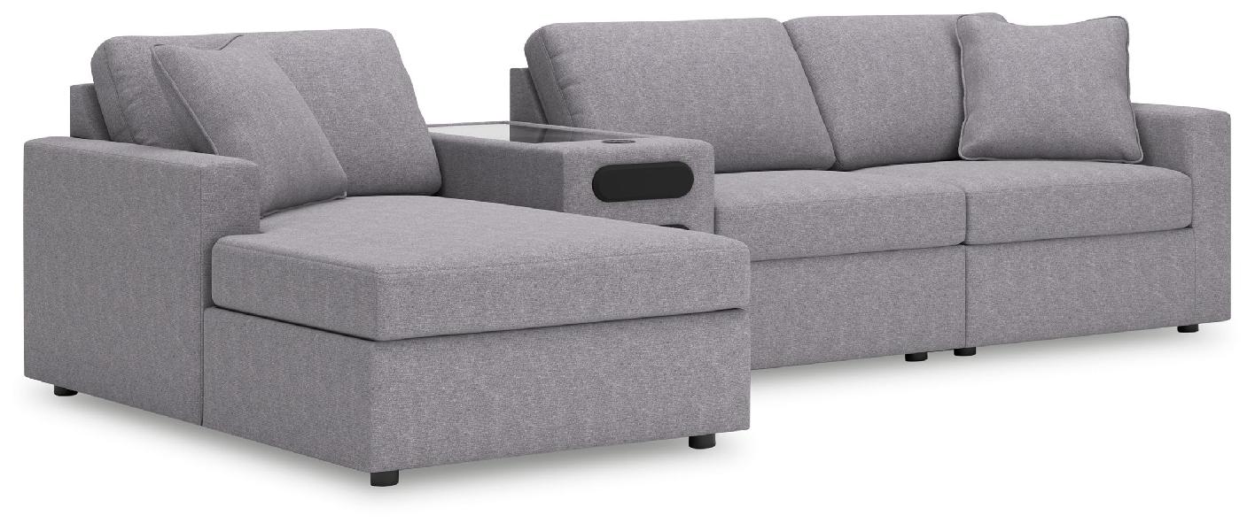 Image of Modmax - 4-Piece Sectional With Laf Corner Chaise And Audio System Console - Granite