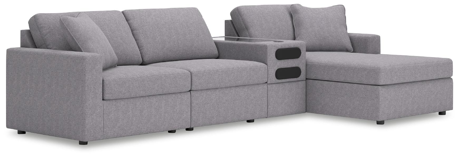 Image of Modmax - 4-Piece Sectional With Raf Corner Chaise And Audio System Console - Granite