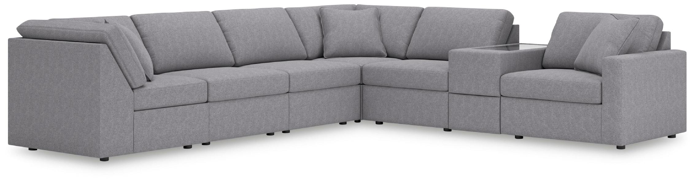 Image of Modmax - 7-Piece Sectional With Storage Console And Raf Corner Chair - Granite