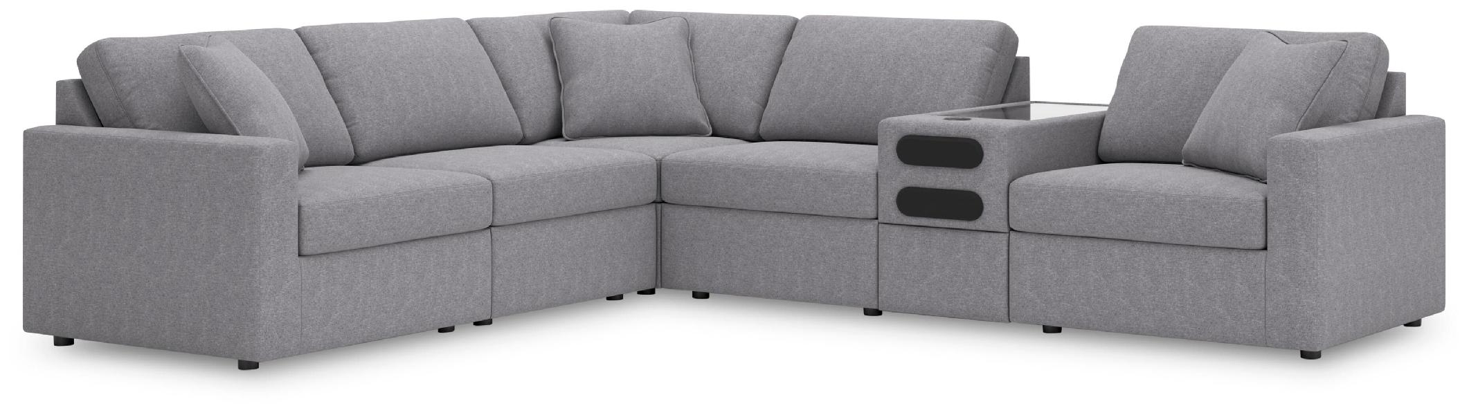 Image of Modmax - 6-Piece Sectional With Audio System Console - Granite