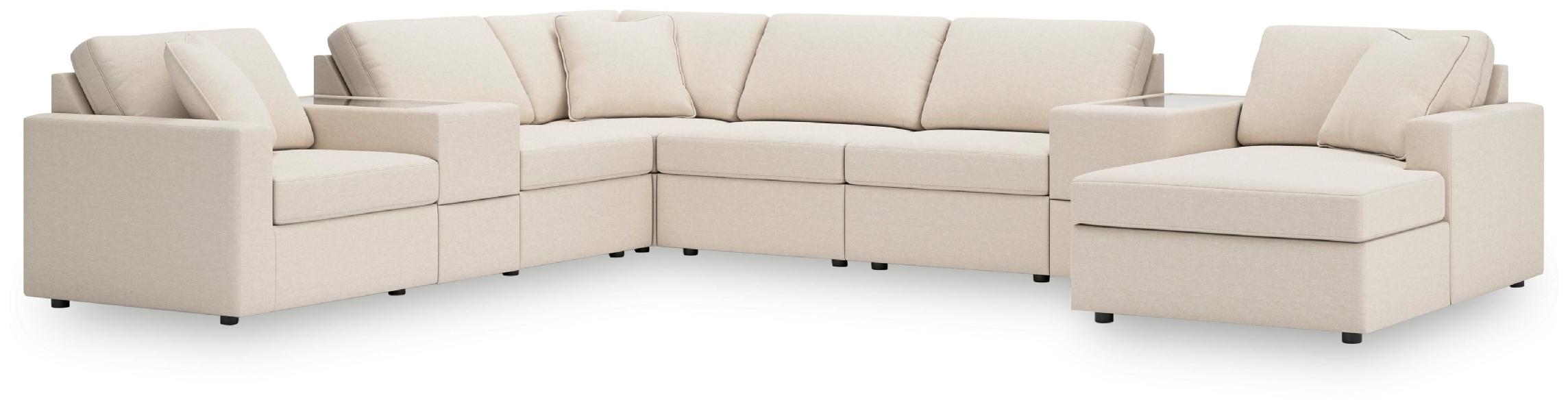 Image of Modmax - 8-Piece Sectional With Raf Corner Chaise And Storage Consoles - Oyster