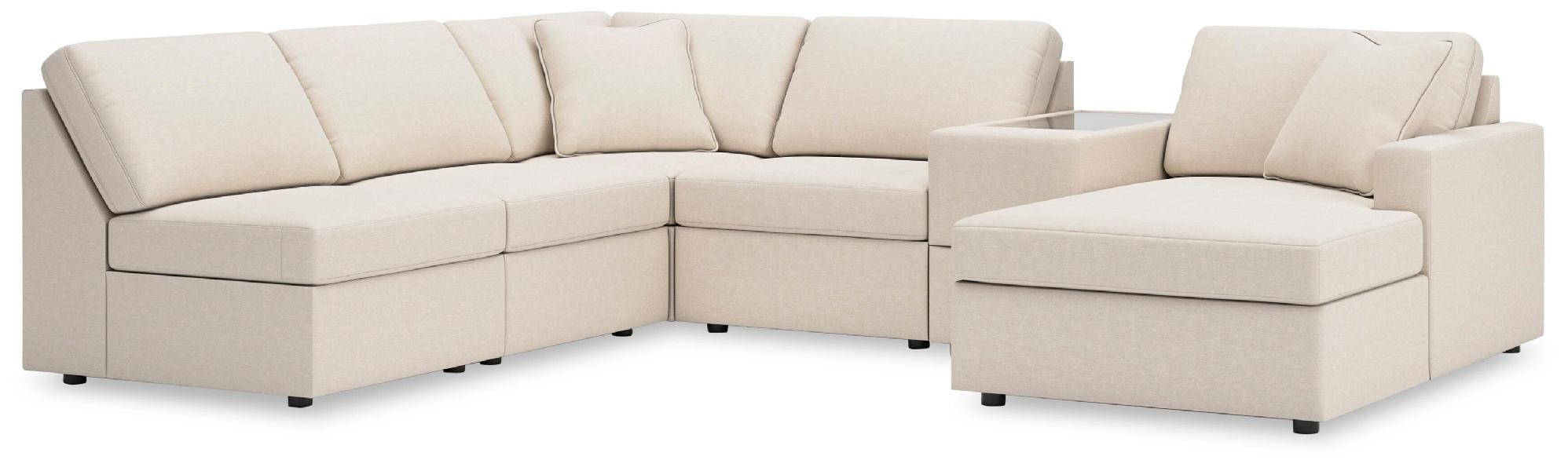 Image of Modmax - 6-Piece Sectional With Raf Corner Chaise And Storage Console - Oyster