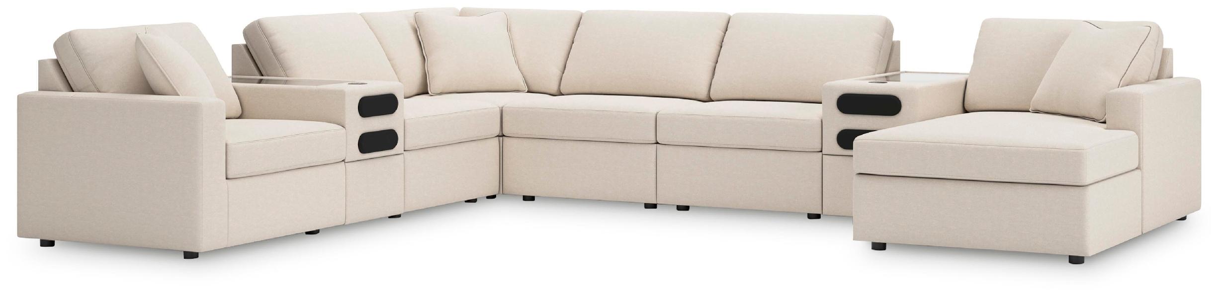 Image of Modmax - 8-Piece Sectional With Raf Corner Chaise And Audio Consoles - Oyster