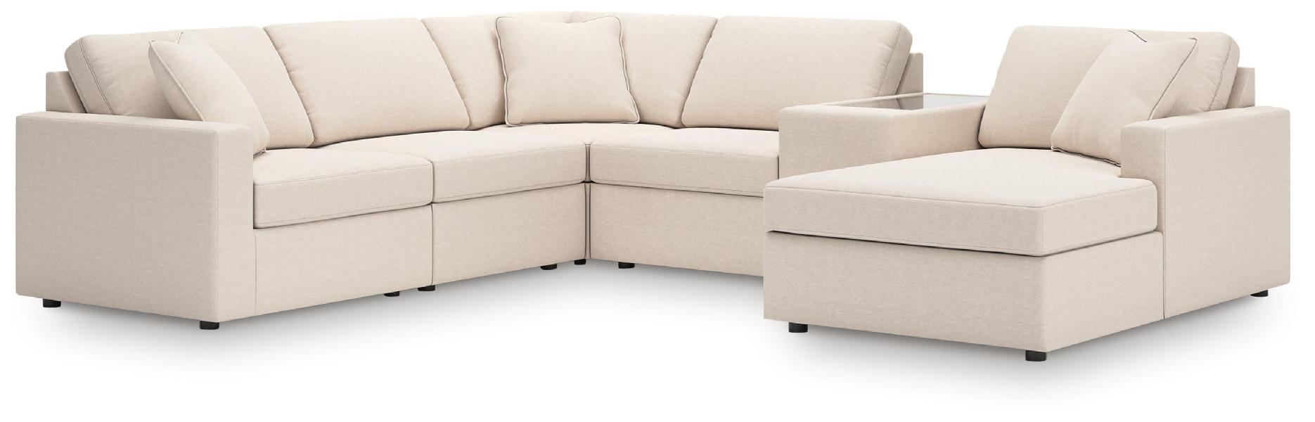 Image of Modmax - 6-Piece Sectional With Raf Corner Chaise, Laf Corner Chair And Storage Console - Oyster