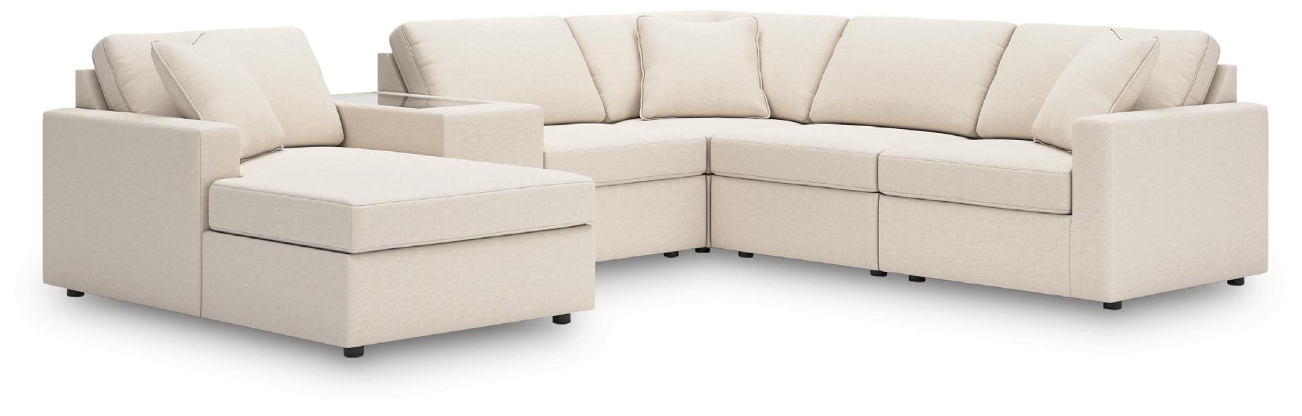 Image of Modmax - 6-Piece Sectional With Laf Corner Chaise, Raf Corner Chair And Storage Console - Oyster