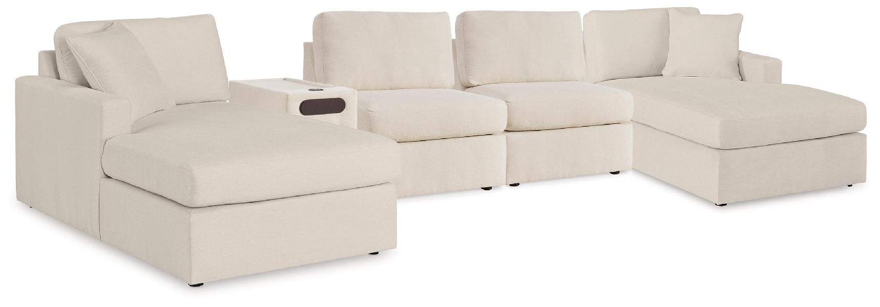 Image of Modmax - 5 Piece Double Chaise Sectional With Audio Console - Oyster