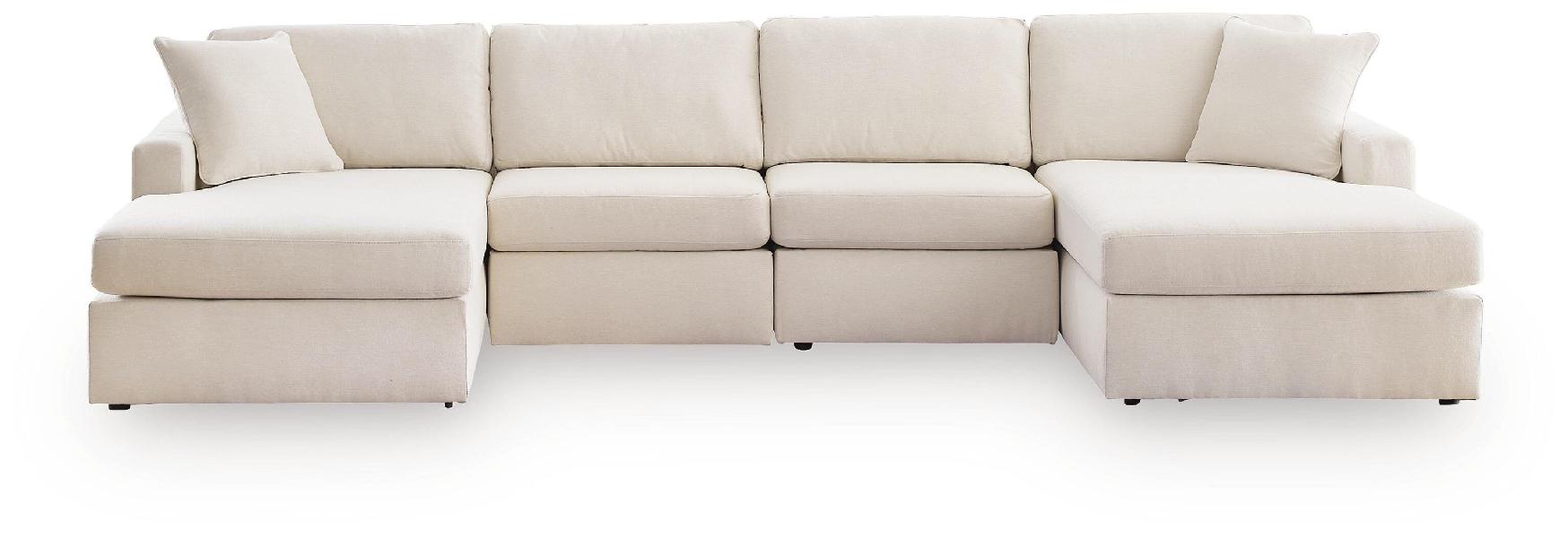 Image of Modmax - 4-Piece Double Storage Chaise Sectional - Oyster