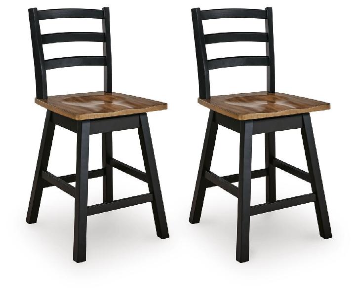 Image of Wildenauer - Swivel Stool (Set of 2) - Brown / Black