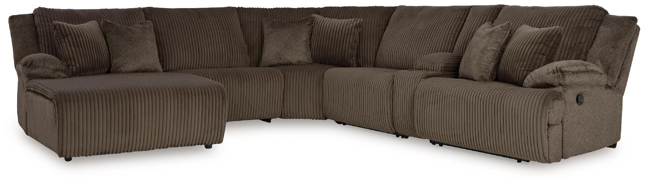 Image of Top Tier - 6-Piece Reclining Sectional With Laf Press Back Chaise - Chocolate