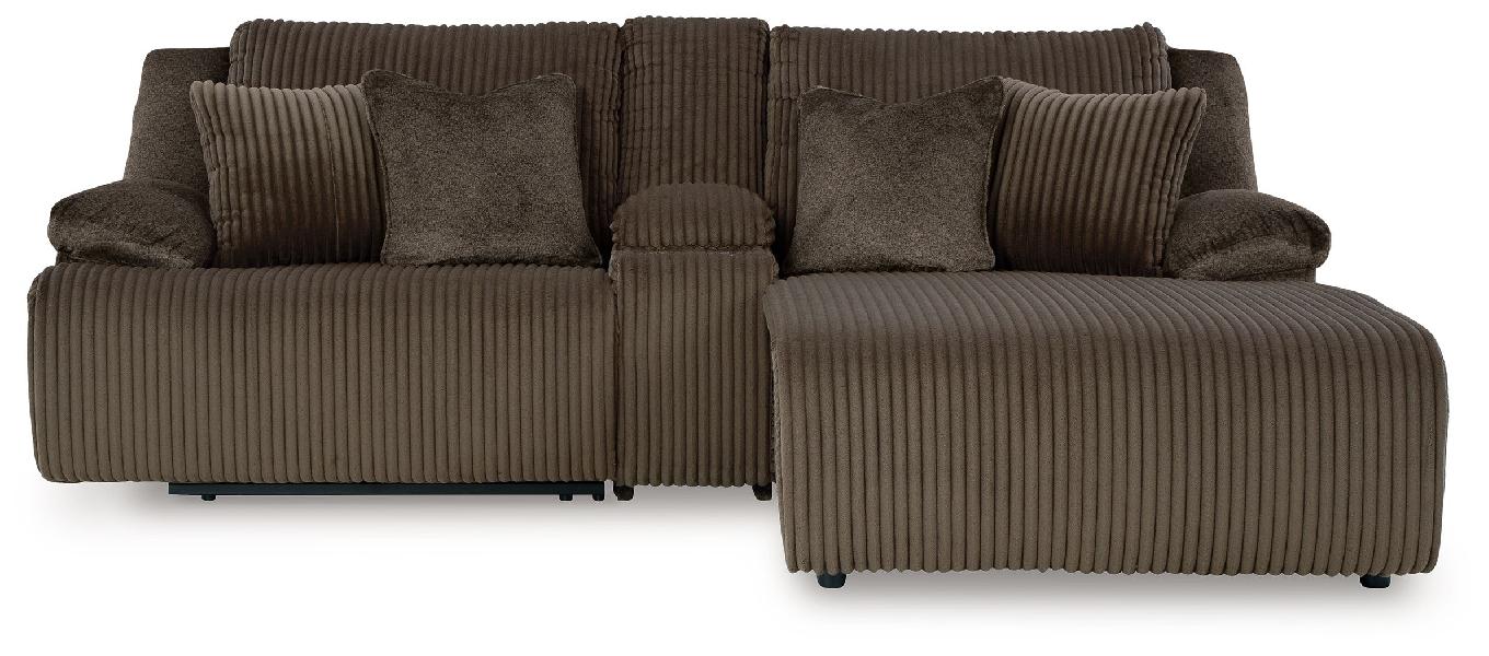 Image of Top Tier - 3-Piece Reclining Sectional Sofa With Raf Press Back Chaise - Chocolate