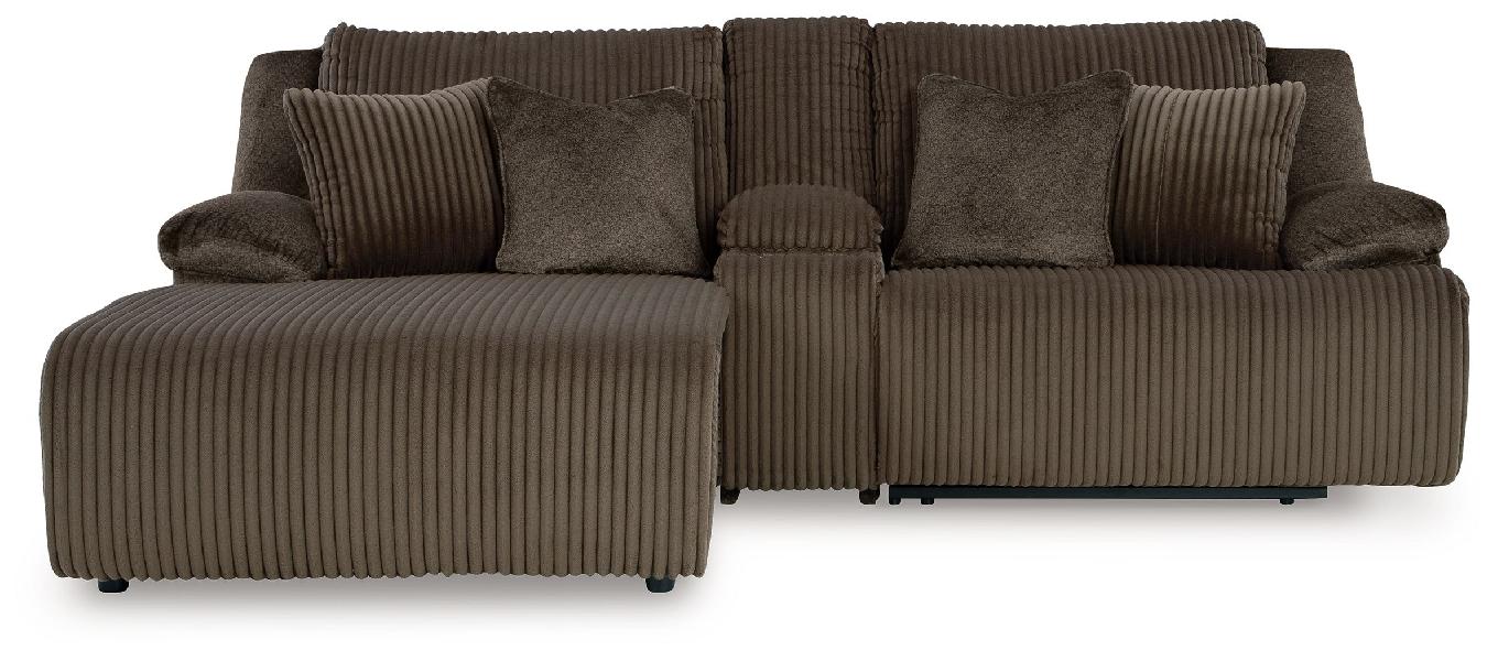 Image of Top Tier - 3-Piece Reclining Sectional Sofa With Laf Press Back Chaise - Chocolate