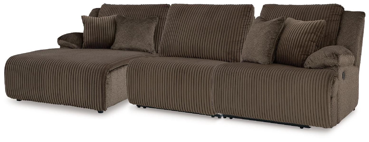 Image of Top Tier - 3-Piece Reclining Sectional With Laf Press Back Chaise - Chocolate
