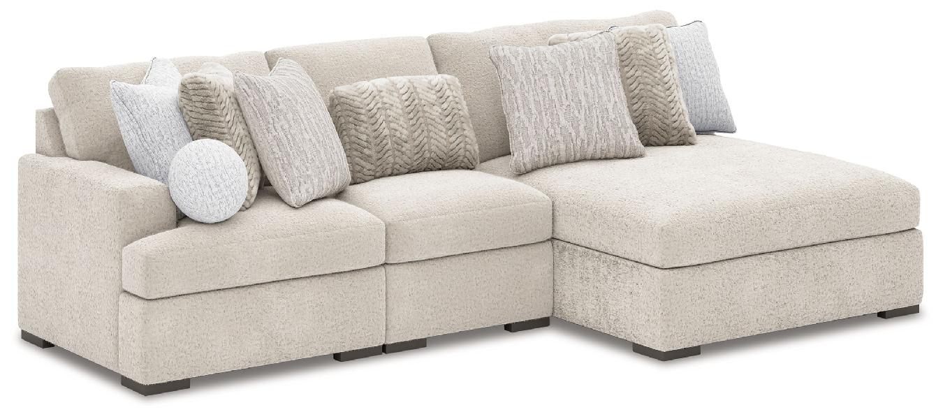 Image of Cuddle Plush - 3-Piece Sectional With Armless Chaise And LAF Corner Chair - Arctic