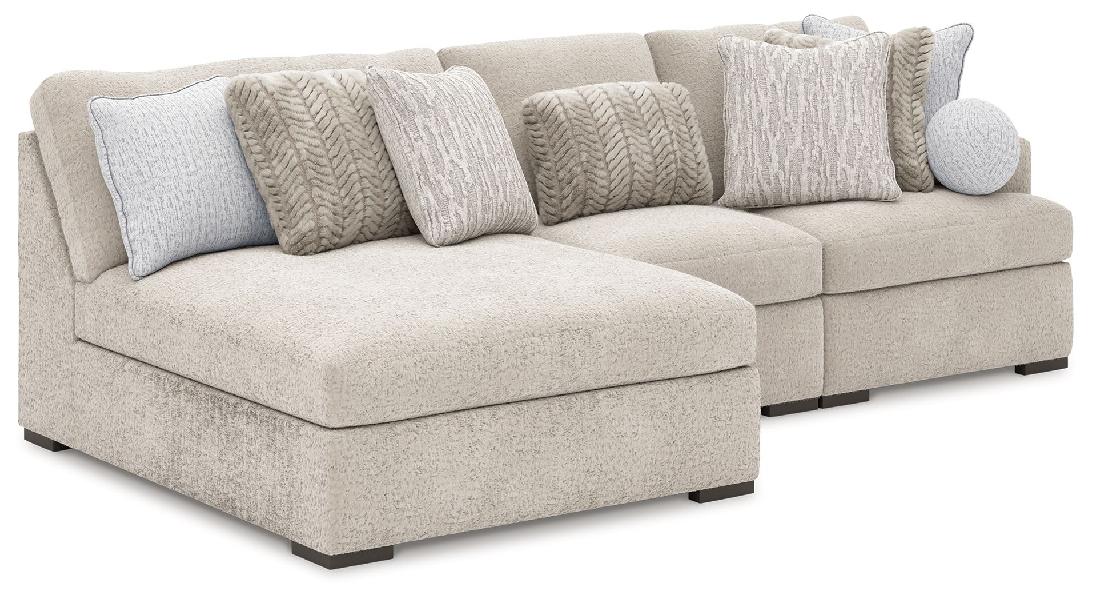Image of Cuddle Plush - 3-Piece Sectional With Armless Chaise And RAF Corner Chair - Arctic