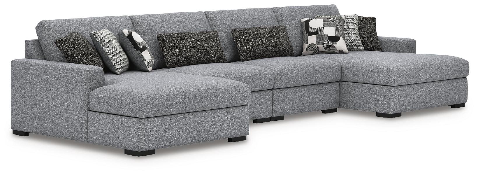 Image of Bealton - 4-Piece Sectional With Double Chaise - Salt And Pepper