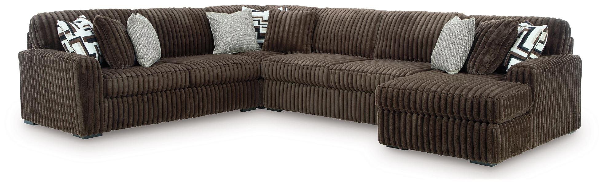 Image of Midnight-Madness - 4-Piece Sectional With RAF Corner Chaise - Chocolate