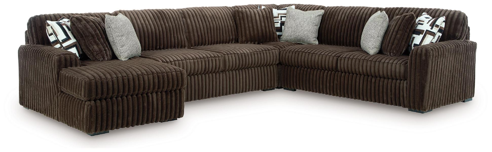 Image of Midnight-Madness - 4-Piece Sectional With LAF Corner Chaise - Chocolate