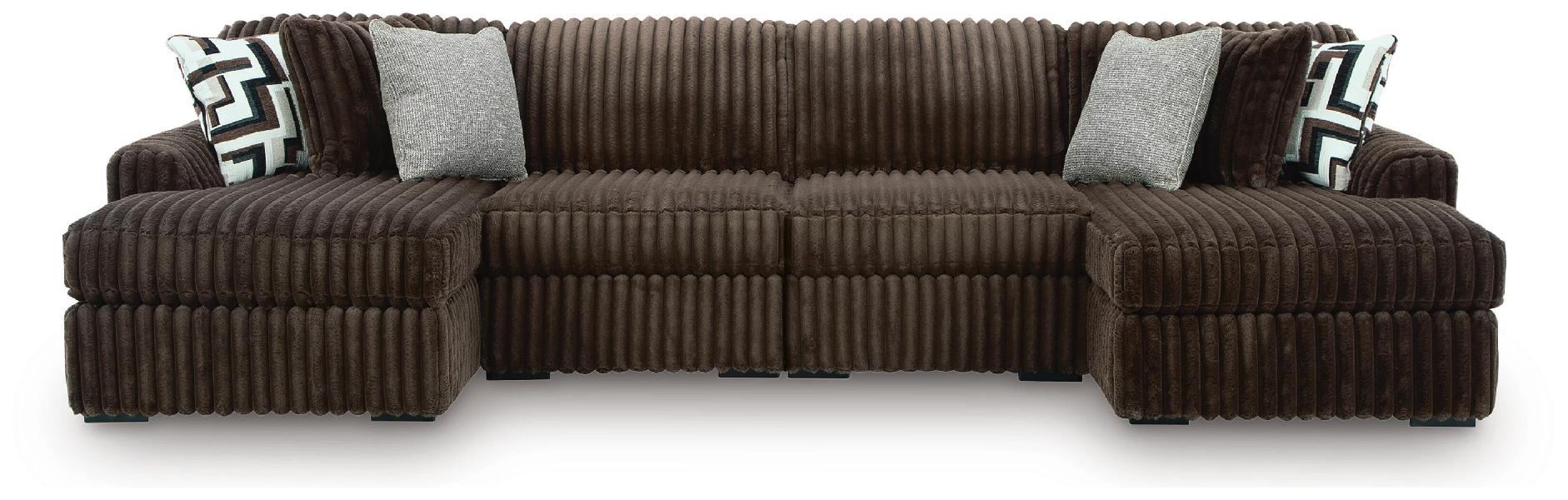 Image of Midnight-Madness - 4-Piece Double Chaise Sectional - Chocolate