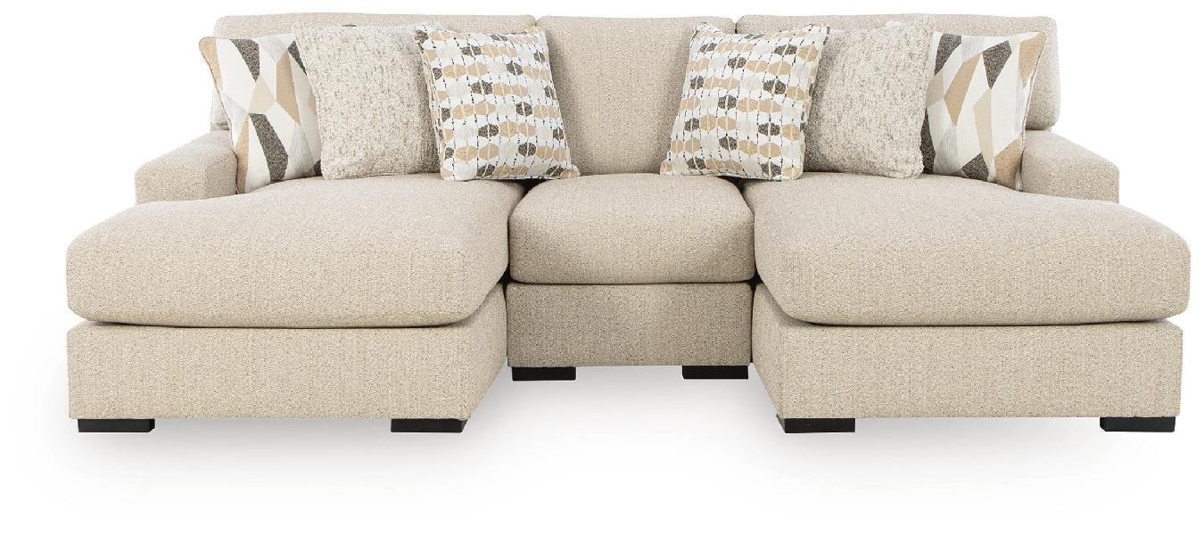 Image of LaureLGrove - 3-Piece Double Chaise Sectional With Armless Chair - Pebble