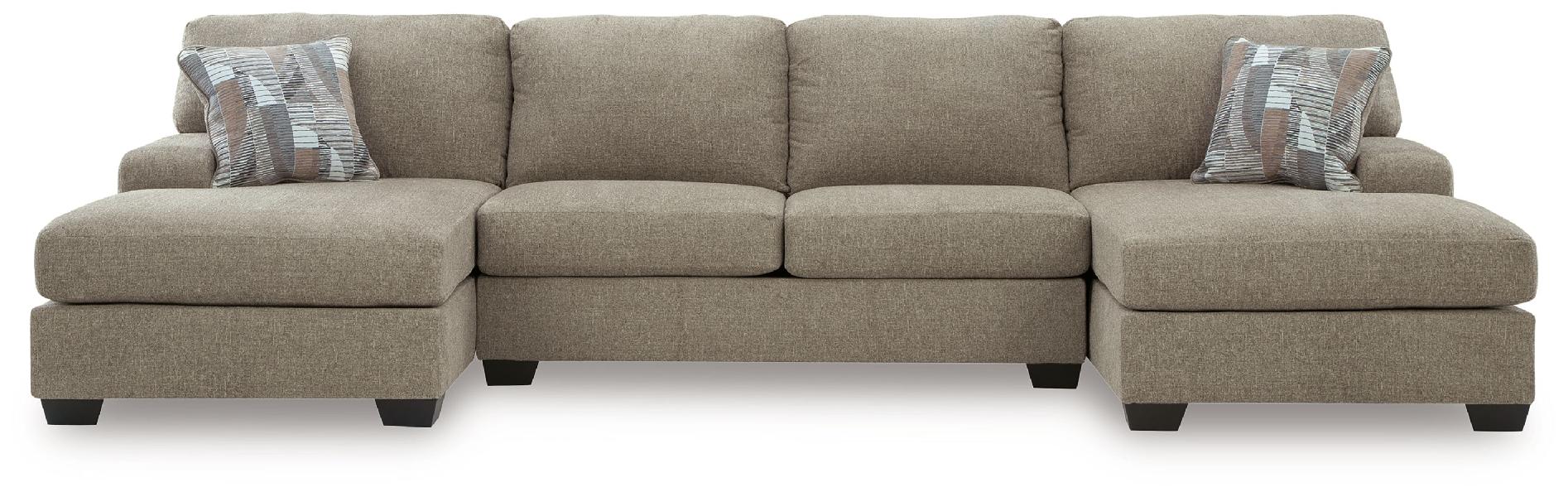 Image of Newellen - 3-Piece Sectional With Double Chaise And Armless Loveseat - Beige