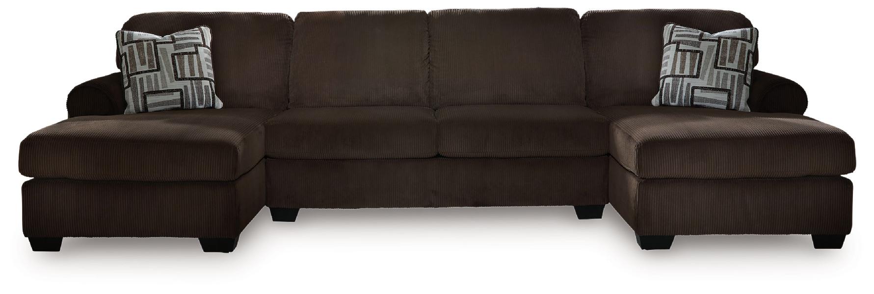 Image of Kimlee - 3-Piece Sectional With Double Chaise - Chocolate