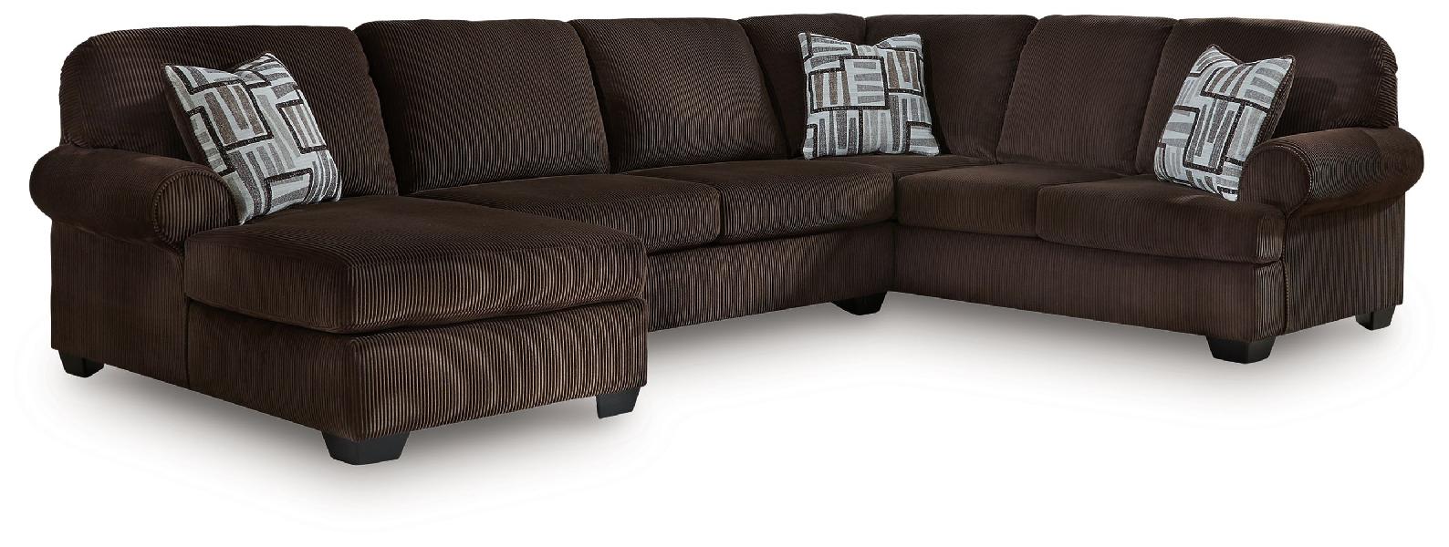 Image of Kimlee - 3-Piece Sectional With LAF Chaise And RAF Sofa - Chocolate