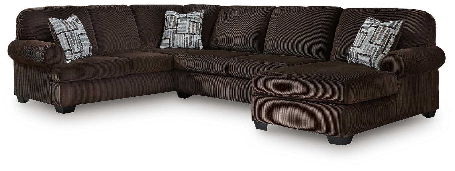Image of Kimlee - 3-Piece Sectional With RAF Chaise - Chocolate