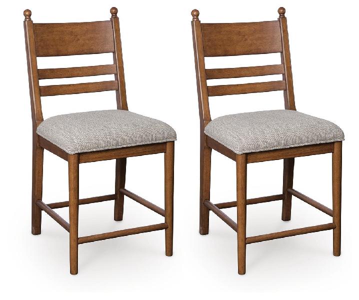 Image of Greddinton - Upholstered Barstool (Set of 2) - Brown