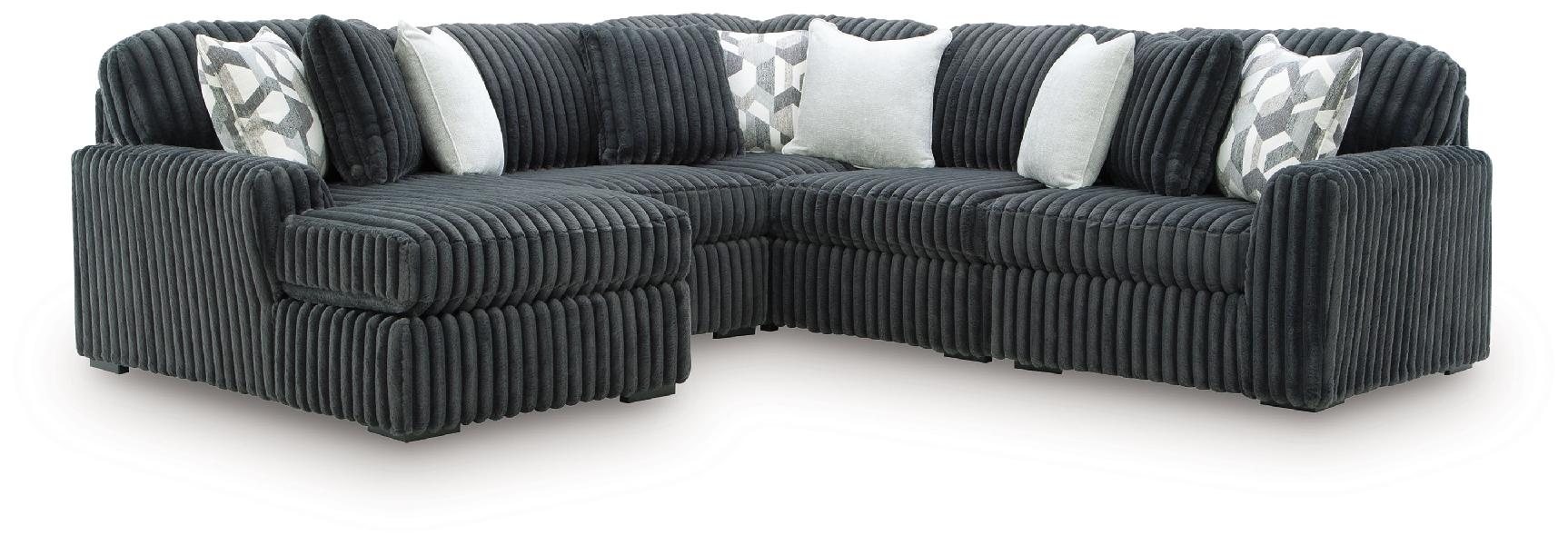 Image of Midnight-Madness - 5-Piece Sectional With LAF Corner Chaise - Gunmetal