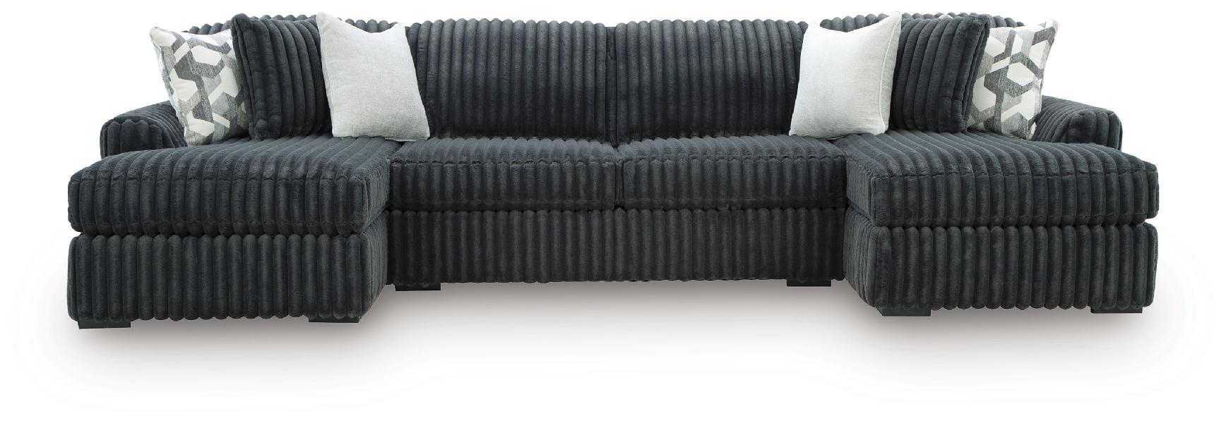 Image of Midnight-Madness - 3-Piece Double Chaise Sectional - Gunmetal