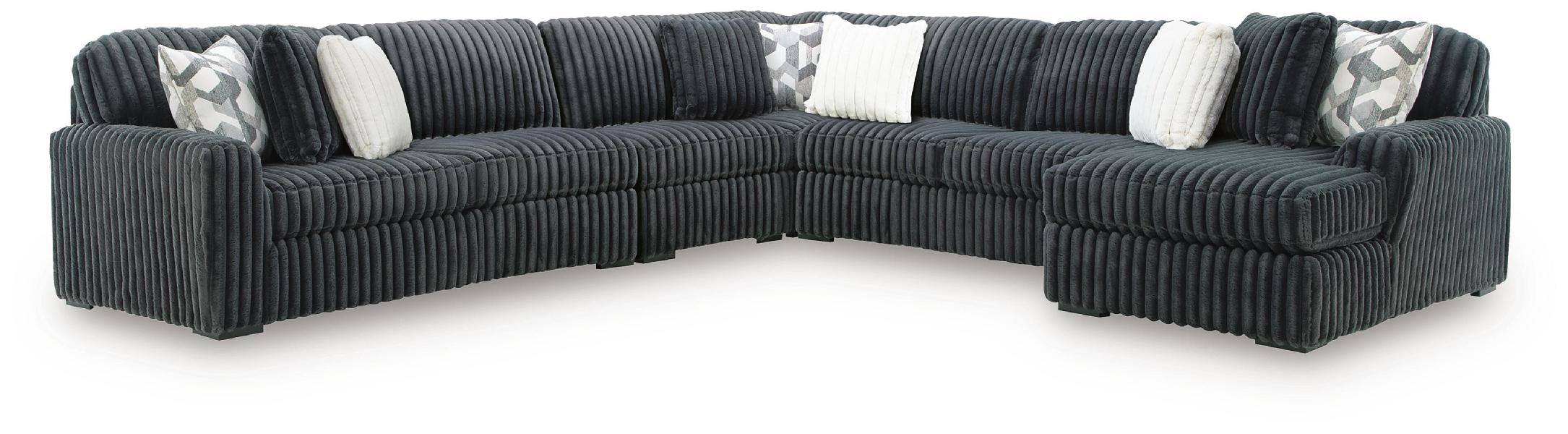 Image of Midnight-Madness - 5-Piece Sectional With RAF Corner Chaise And LAF Sofa - Gunmetal