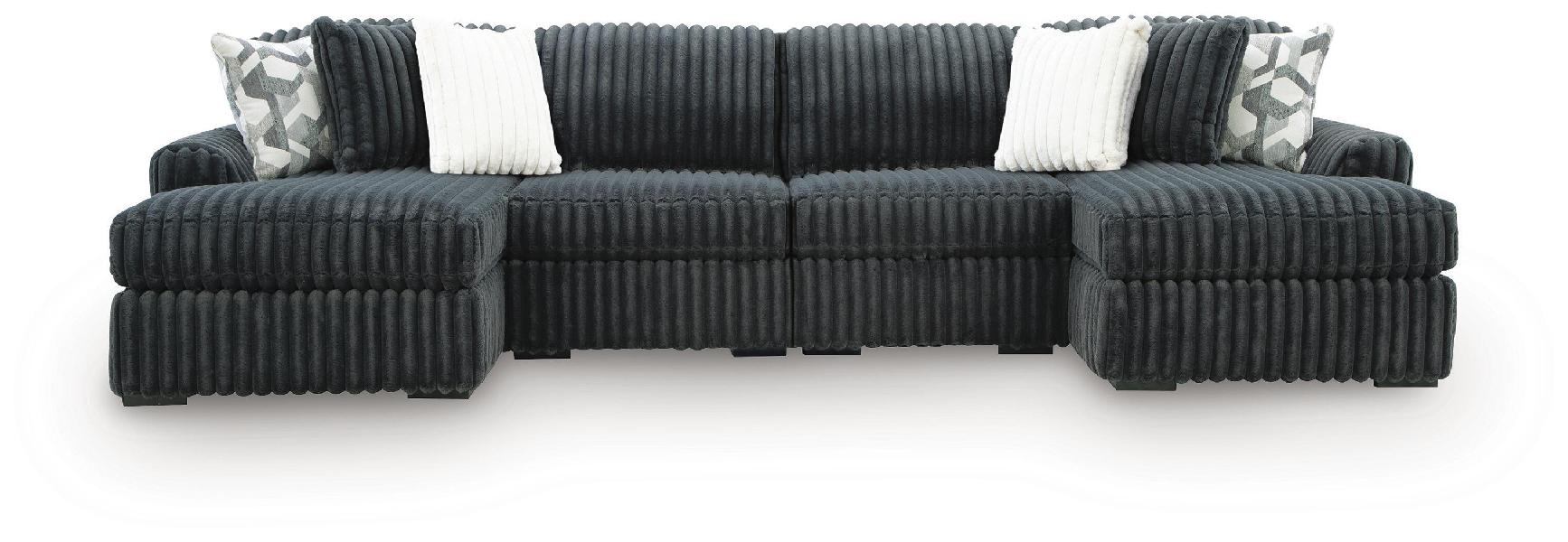 Image of Midnight-Madness - 4-Piece Double Chaise Sectional - Gunmetal