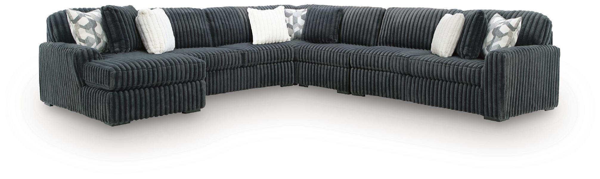 Image of Midnight-Madness - 5-Piece Sectional With LAF Corner Chaise And RAF Sofa - Gunmetal