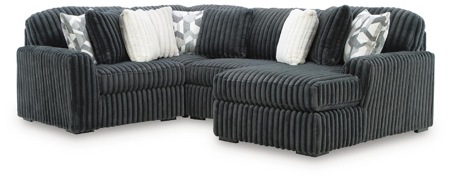 Image of Midnight-Madness - 4-Piece Sectional With RAF Corner Chaise And Armless Chair - Gunmetal