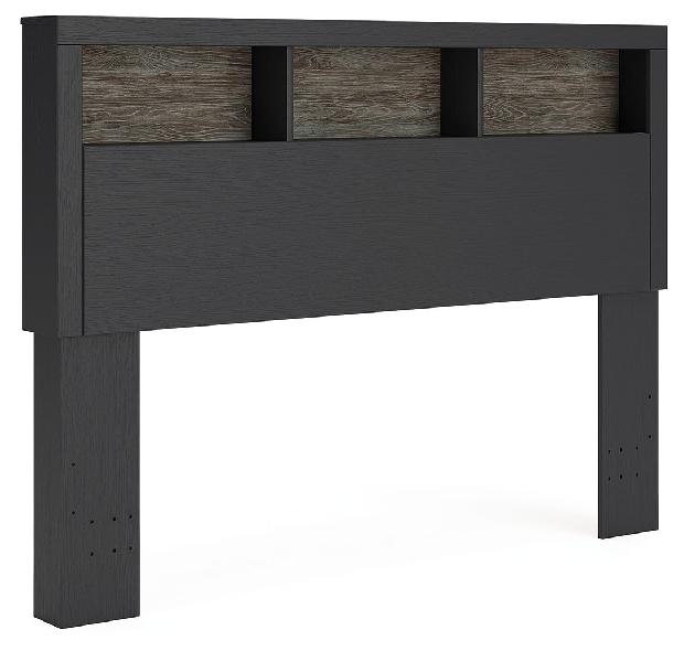 Image of Broachmyn - Queen Bookcase Headboard - Black / Gray