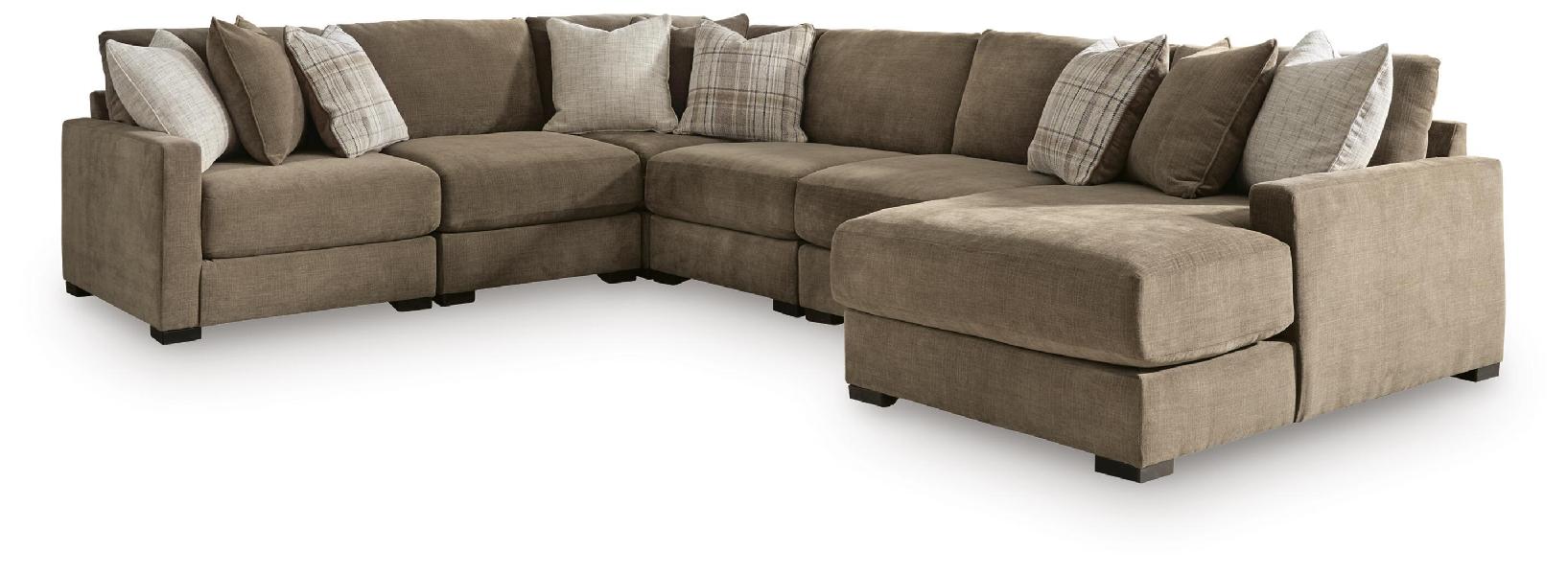 Image of Camellia-Court - 6-Piece Sectional With RAF Corner Chaise - Coffee