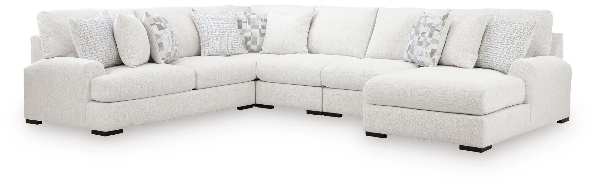 Image of Misty-Lakes - 5-Piece Sectional With RAF Corner Chaise - Chalk