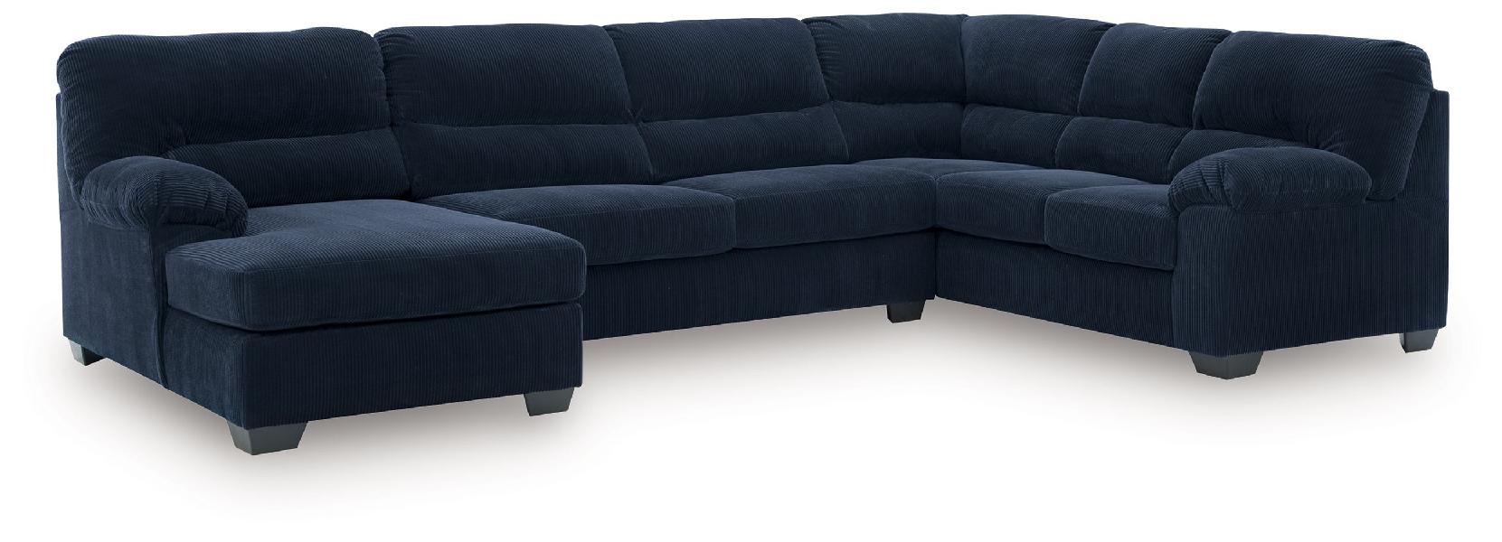 Image of SimpleJoy - 3-Piece Sectional With LAF Corner Chaise - Navy