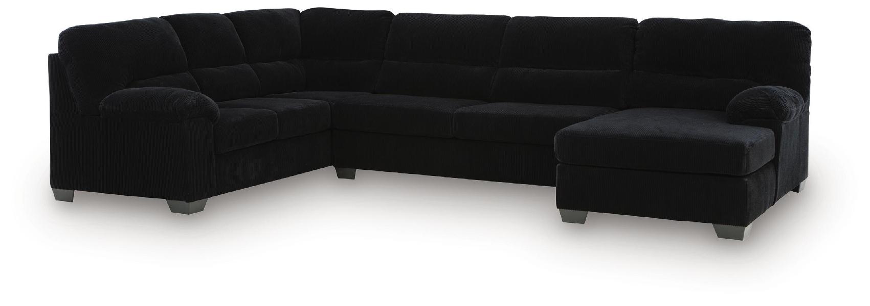Image of SimpleJoy - 3-Piece Sectional With RAF Corner Chaise - Onyx
