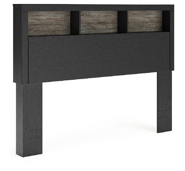 Image of Broachmyn - Lighted Queen Bookcase Headboard - Black / Gray