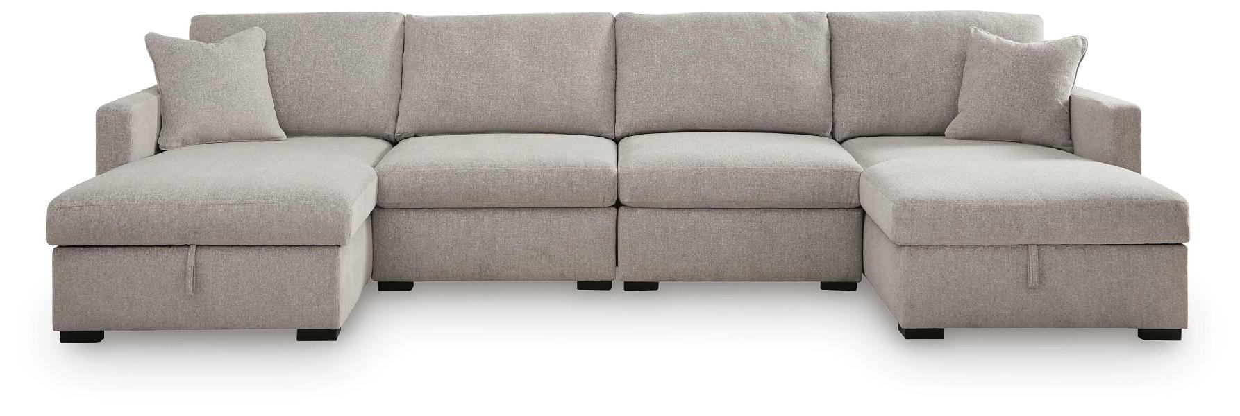 Image of ModMax Luxe - 4-Piece Double Storage Chaise Sectional - Flint