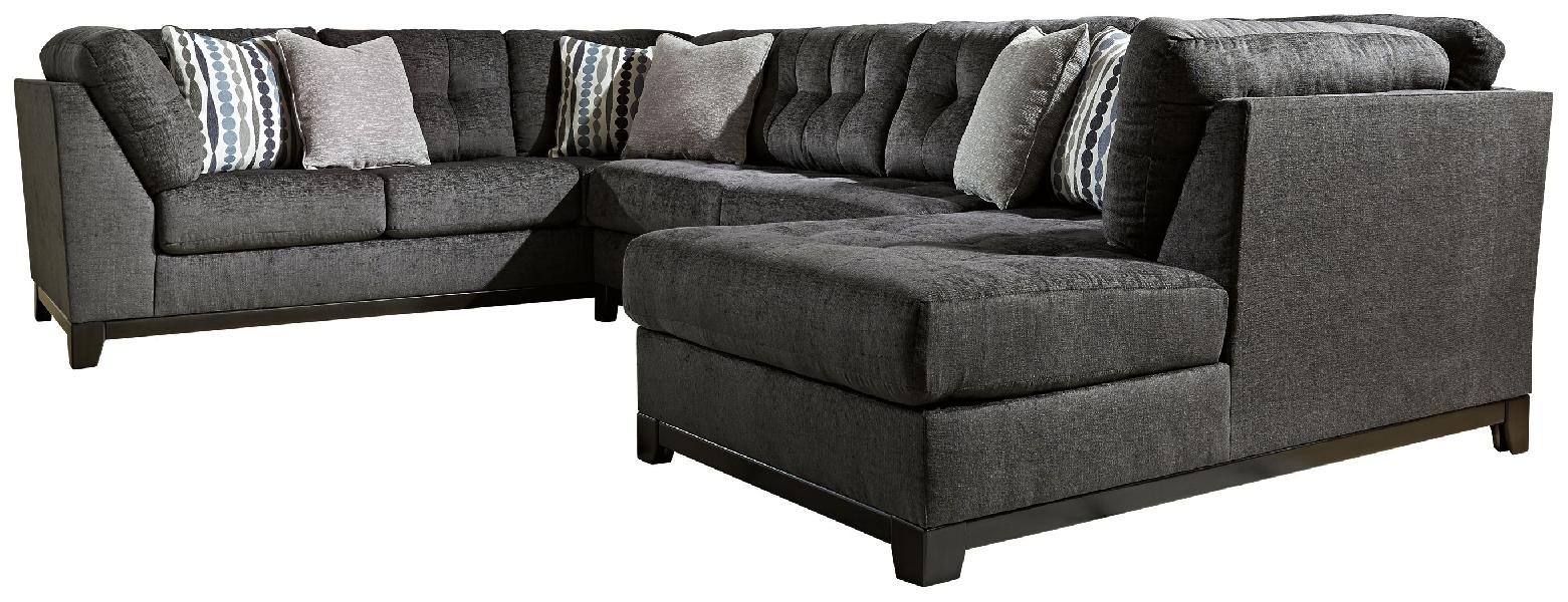 Image of Reidshire - Right Arm Facing Corner Chaise 3 Pc Sectional - Steel