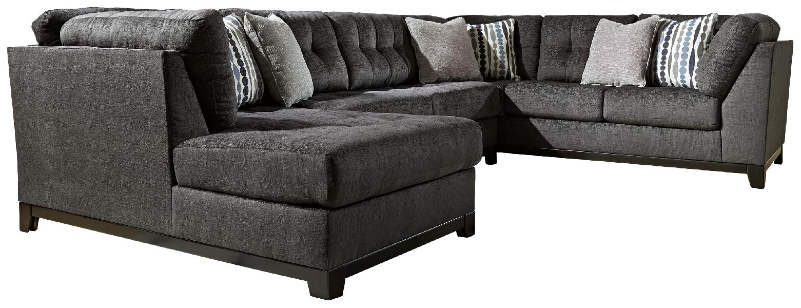 Image of Reidshire - Left Arm Facing Corner Chaise 3 Pc Sectional - Steel