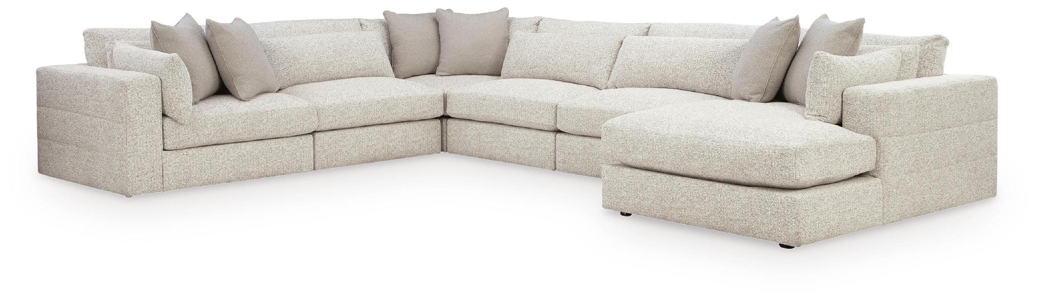 Image of Ashbourne Estate - 6-Piece Sectional With RAF Corner Chaise - Snowstone