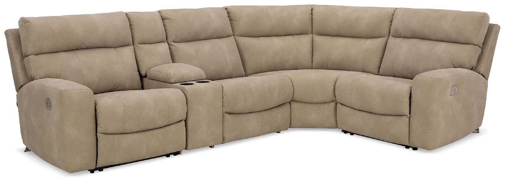 Image of Next-Gen Durapella - 5-Piece Power Reclining Sectional With Storage Console - Sand